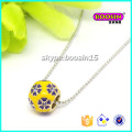 Nice Handmade Enamel Flower Pendant Silver Necklace Jewllery